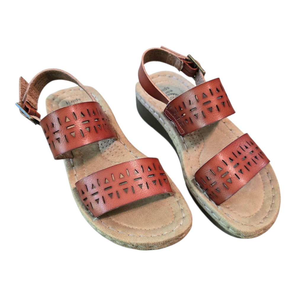 Earth Spirit Meaghan Sandal Womens Size 6 Brown Laser Cut Rustic Bohemian Hippie